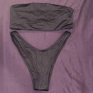 SKIMS Black Strapless Bikini Set